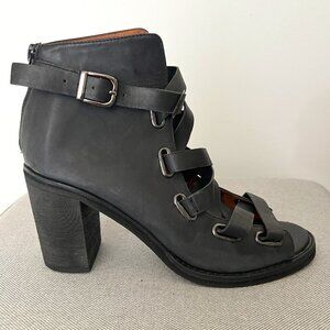JEFFREY CAMPBELL Matte Black Salazar Shooties Strappy Open Toe Ankle Booties